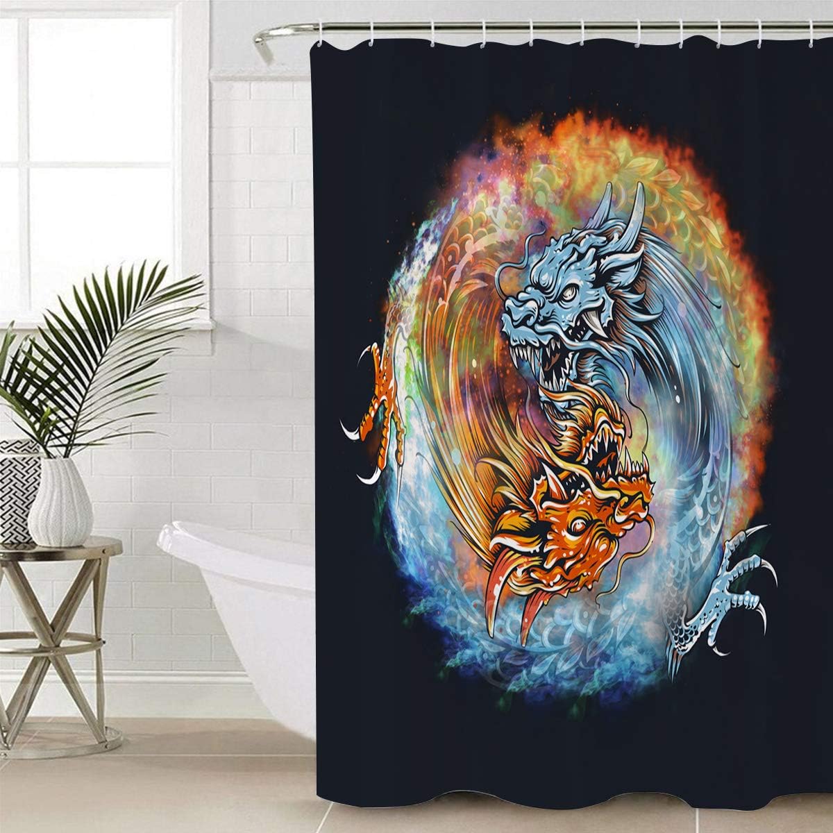 Elegant Chinese Style Shower Curtain In Eight Diagram Design - Image 4