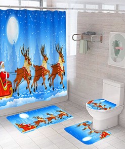 Elegant Christmas Night Shower Curtain - Waterproof Fabric Bathroom Decor