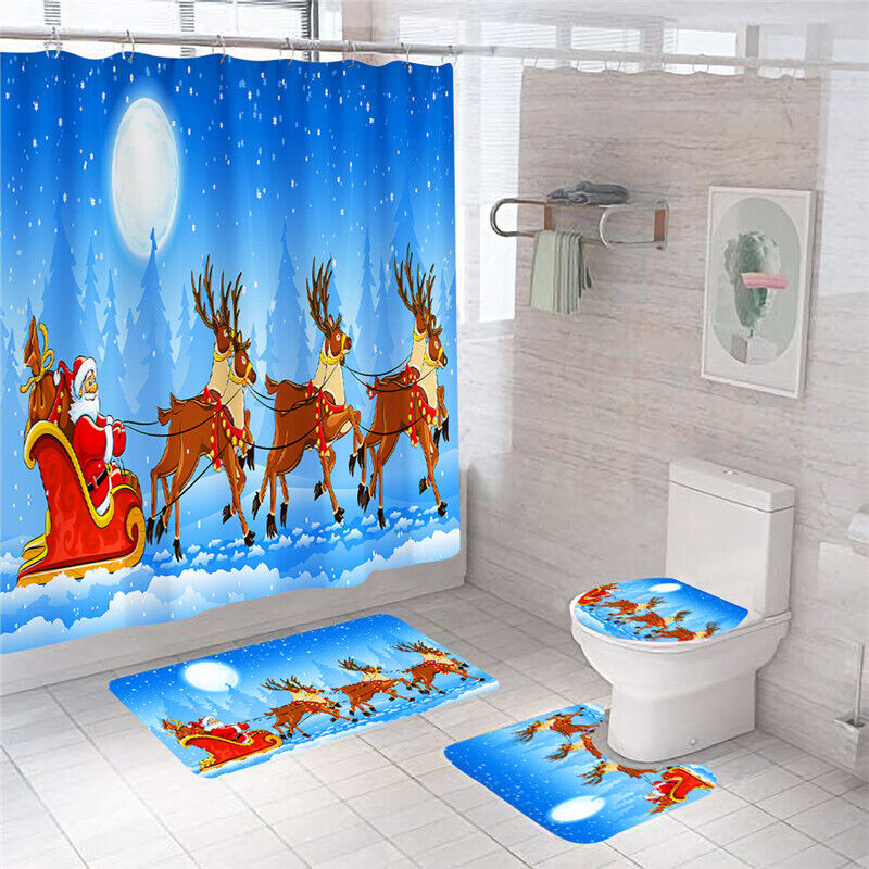 Elegant Christmas Night Shower Curtain - Waterproof Fabric Bathroom Decor