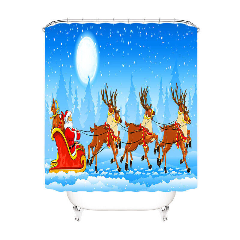 Elegant Christmas Night Shower Curtain - Waterproof Fabric Bathroom Decor - Image 2