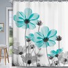 Elegant Daisy Flower Wildflower Bath Curtain In Teal And Gray For A Sophisticated Bathroom