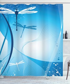 Elegant Dragonfly Print Shower Curtain For Bathroom