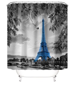 Elegant Eiffel Tower Romantic Stylish Waterproof Fabric Shower Curtain