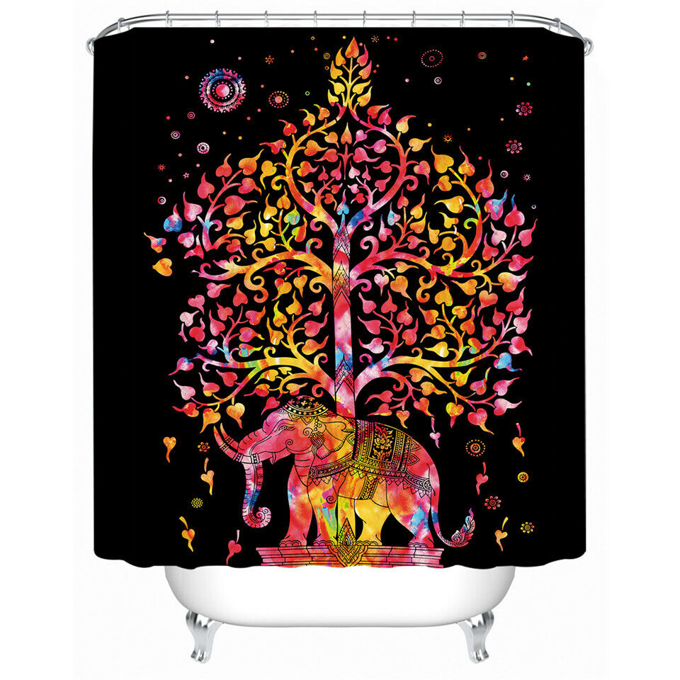 Elegant Elephant Shower Curtain With Stable Animals On Wheels Design For Your Bathroom