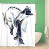 Elegant Equestrian Sport Shower Curtain With Watercolor Horse Rider For Horse Lovers