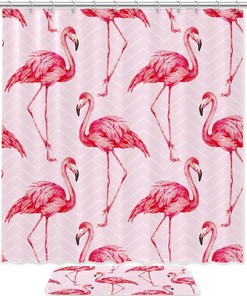 Elegant Flamingos Pattern Shower Curtain For Tropical Bathroom Decor