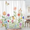 Elegant Floral Garden Butterfly Shower Curtain, Lovely Bathroom Decor with Colorful Flowers