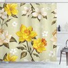 Elegant Floral Pattern Shower Curtain With Retro Art Print Design