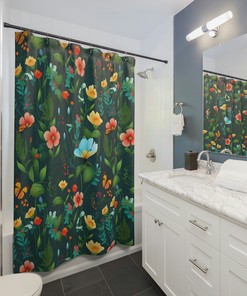 Elegant Floral Shower Curtain For Vibrant Nature-Inspired Bathroom Decor