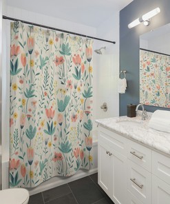 Elegant Floral Shower Curtain In Premium Nature-Inspired Design