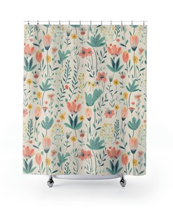 Elegant Floral Shower Curtain In Premium Nature-Inspired Design