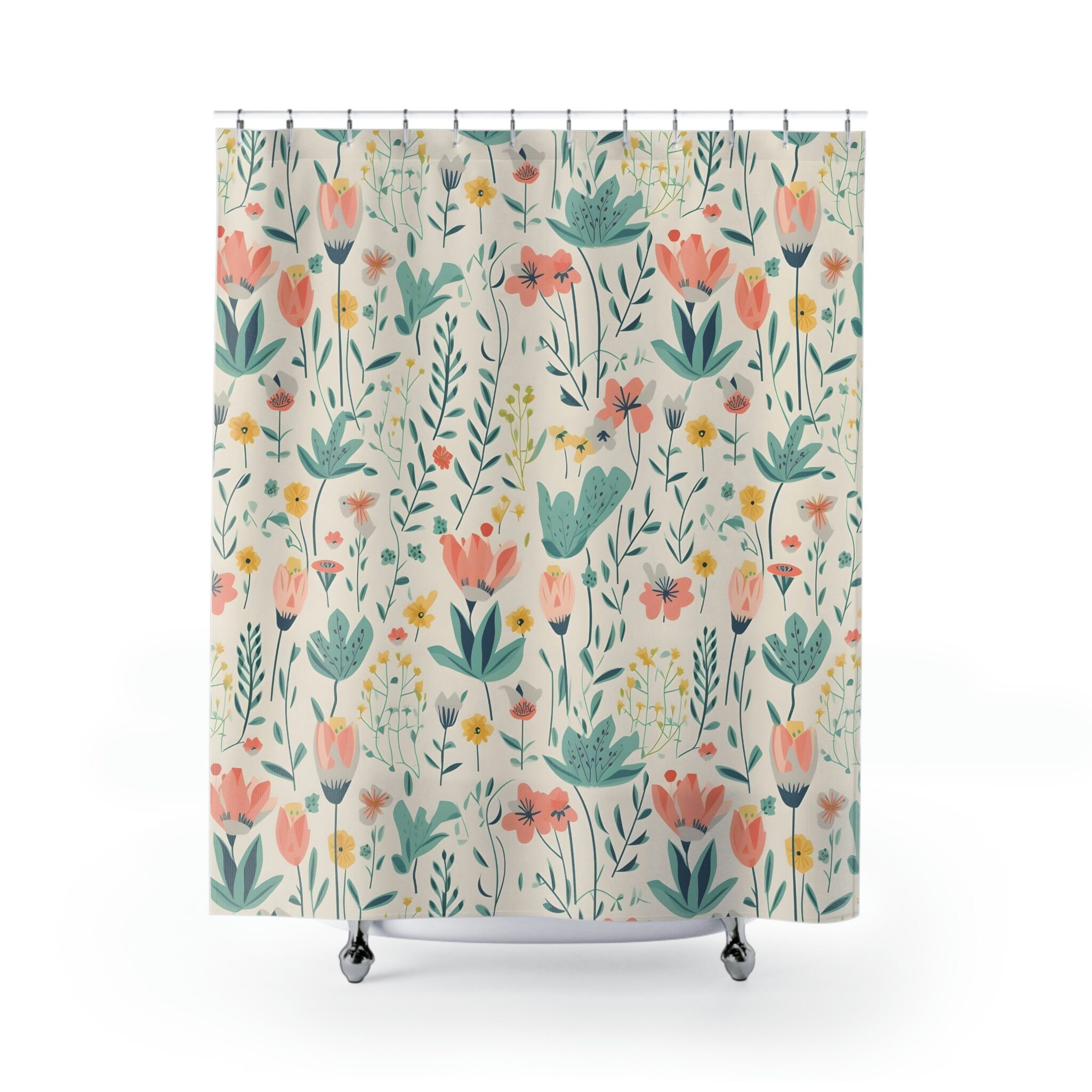 Elegant Floral Shower Curtain In Premium Nature-Inspired Design