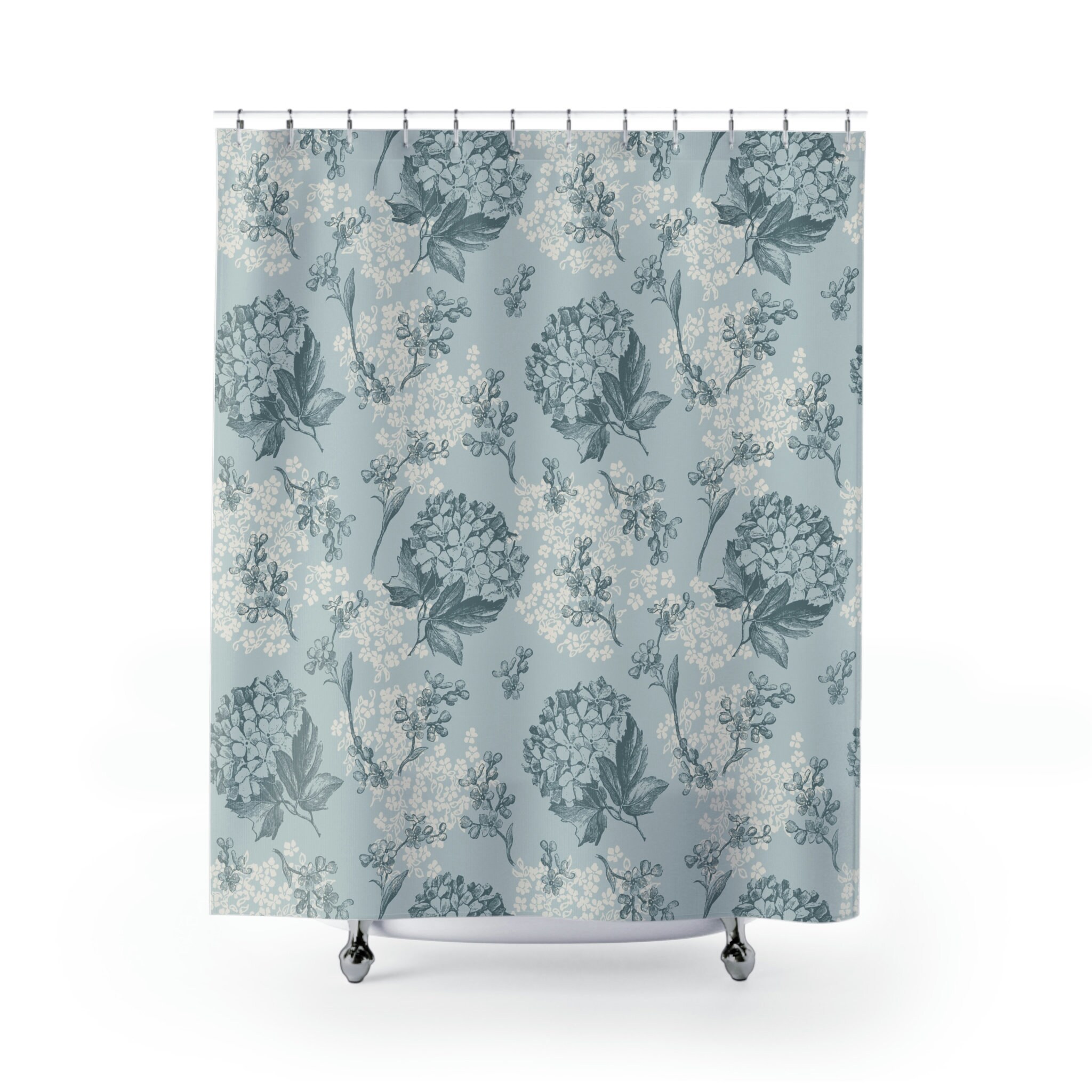 Elegant Floral Shower Curtain - Water Resistant, Perfect Bathroom Accessory, Botanical Bathroom Decor