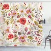 Elegant Floral Shower Curtain With Beautiful Roses And Blooms Print