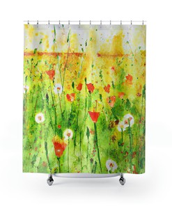 Elegant Floral Watercolour Print Shower Curtain for Luxury Bathroom Decor, 72x72 - Best Shower Curtains