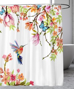 Elegant Flower Hummingbird Shower Curtain For A Chic Vibe - Stylish And Waterproof