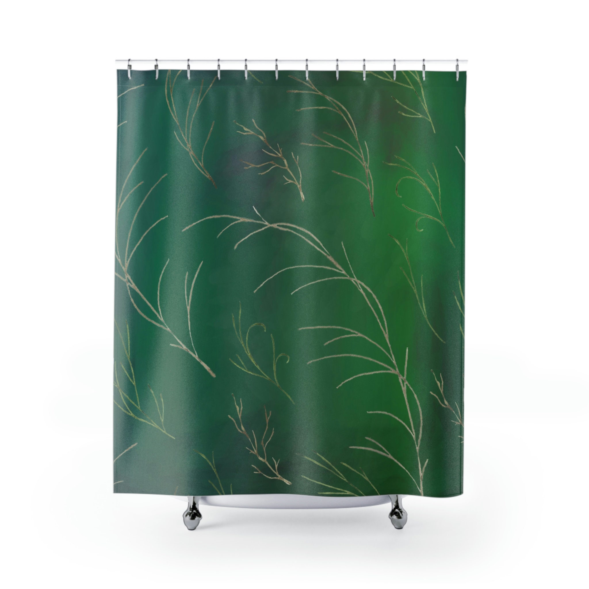 Elegant Forest Bathroom Decor With Boho Shower Curtain And Tree Branches Print - Image 2