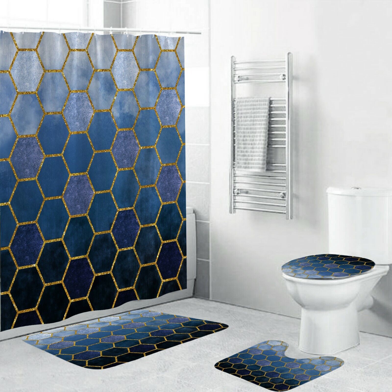 Elegant Geometric Pattern Shower Curtain For Modern Bathroom Decor