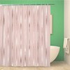Elegant Geometric Rose Gold Shower Curtain with Golden Vertical Stripes - Waterproof Fabric Bathroom Decor