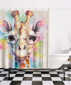 Elegant Giraffe Art Print Shower Curtain to Add a Touch of Class to Your Bathroom