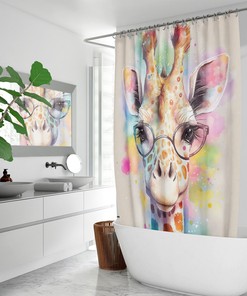 Elegant Giraffe Art Print Shower Curtain to Add a Touch of Class to Your Bathroom