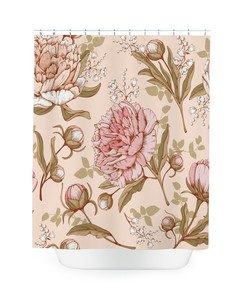 Elegant Gold and Pink Peony Shower Curtain for a Luxe Bathroom