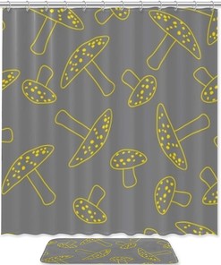 Elegant Golden Mushroom Head Shower Curtain For A Glamorous Look