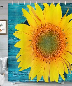 Elegant Golden Sunflower Shower Curtain For Bathroom Decor - Fabric And Durable