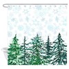 Elegant Green Snow Forest Fabric Shower Curtain Waterproof Snowflakes Bathroom Decor