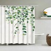 Elegant Greenery Eucalyptus Leaf Shower Curtain Set With Waterproof Fabric For Spa-Like Bathroom Decor