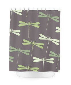 Elegant Grey And Green Dragonfly Shower Curtain For Your Bathroom