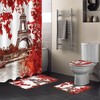 Elegant Hand Drawn Painting Eiffel Tower With Maple Red Leaves Bathroom Shower Curtain For Home & Bathroom Decoration