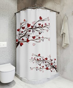 Elegant Hearts Tree Shower Curtain For A Romantic Bathroom