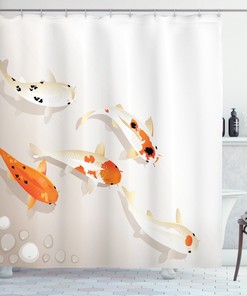 Elegant Koi Fish Shower Curtain, Perfect for Japanese Bathroom Decor
