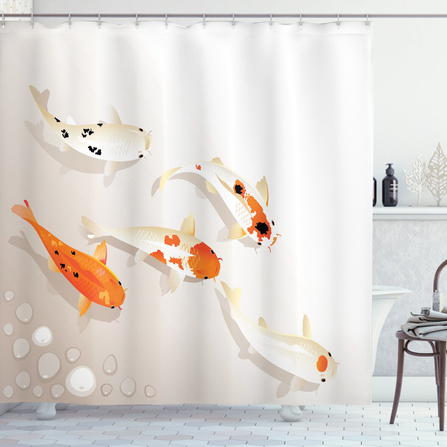 Elegant Koi Fish Shower Curtain, Perfect for Japanese Bathroom Decor