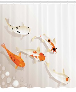 Elegant Koi Fish Shower Curtain, Perfect for Japanese Bathroom Decor