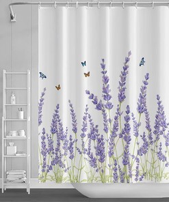 Elegant Lavender Flower Shower Curtain with Modern and Waterproof Design