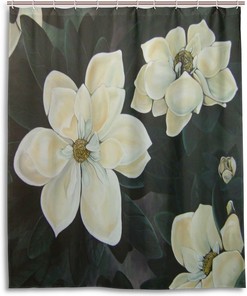 Elegant Magnolia Fabric Bathroom Shower Curtain - Waterproof and Durable Bath Curtain by Ethel Ernest
