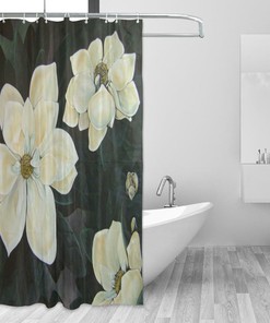 Elegant Magnolia Fabric Bathroom Shower Curtain - Waterproof and Durable Bath Curtain by Ethel Ernest