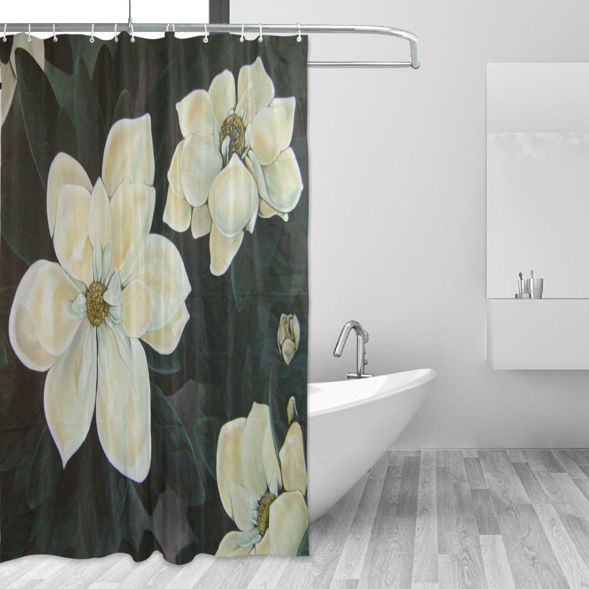 Elegant Magnolia Fabric Bathroom Shower Curtain - Waterproof and Durable Bath Curtain by Ethel Ernest