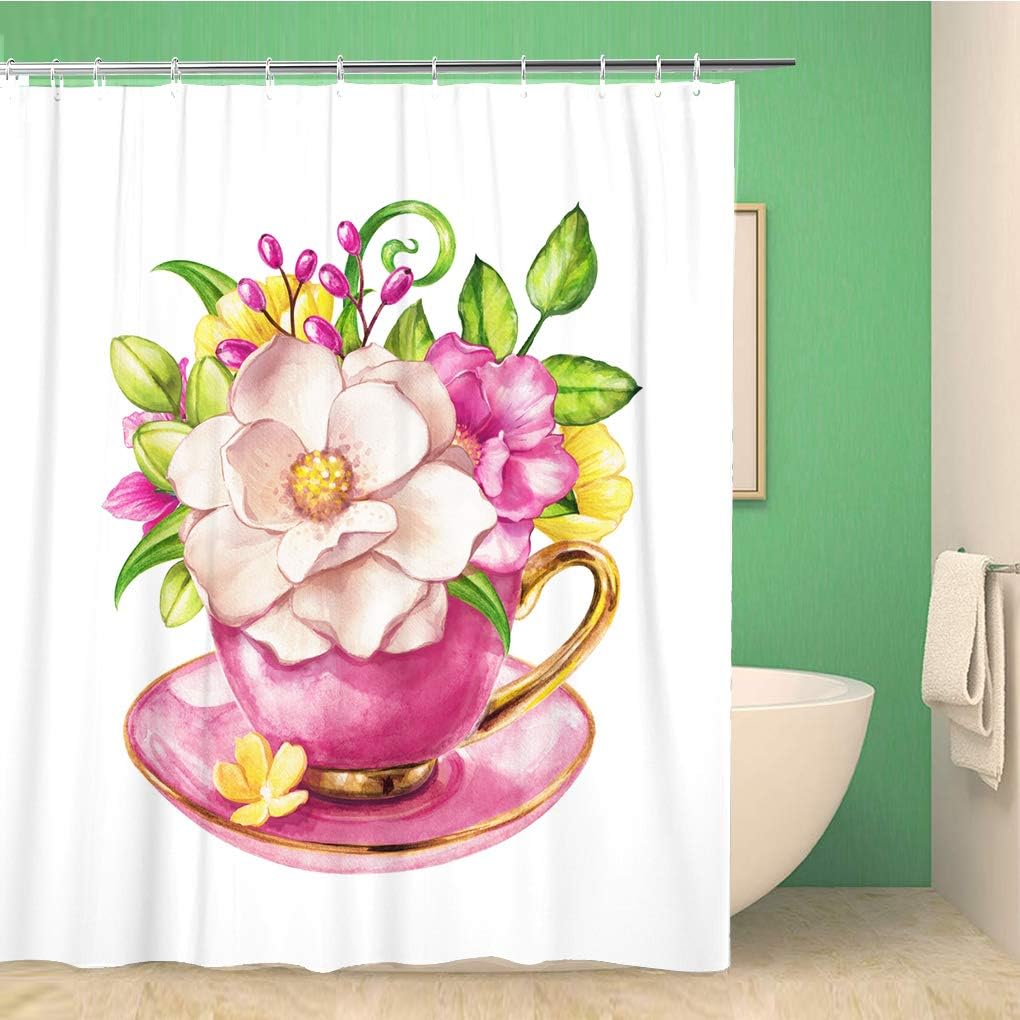 Elegant Magnolia Flowers in Tea Cupes Shower Curtain