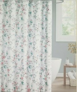 Elegant Martha Stewart Ginny Floral Fabric Shower Curtain for Bathroom