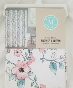 Elegant Martha Stewart Ginny Floral Fabric Shower Curtain for Bathroom