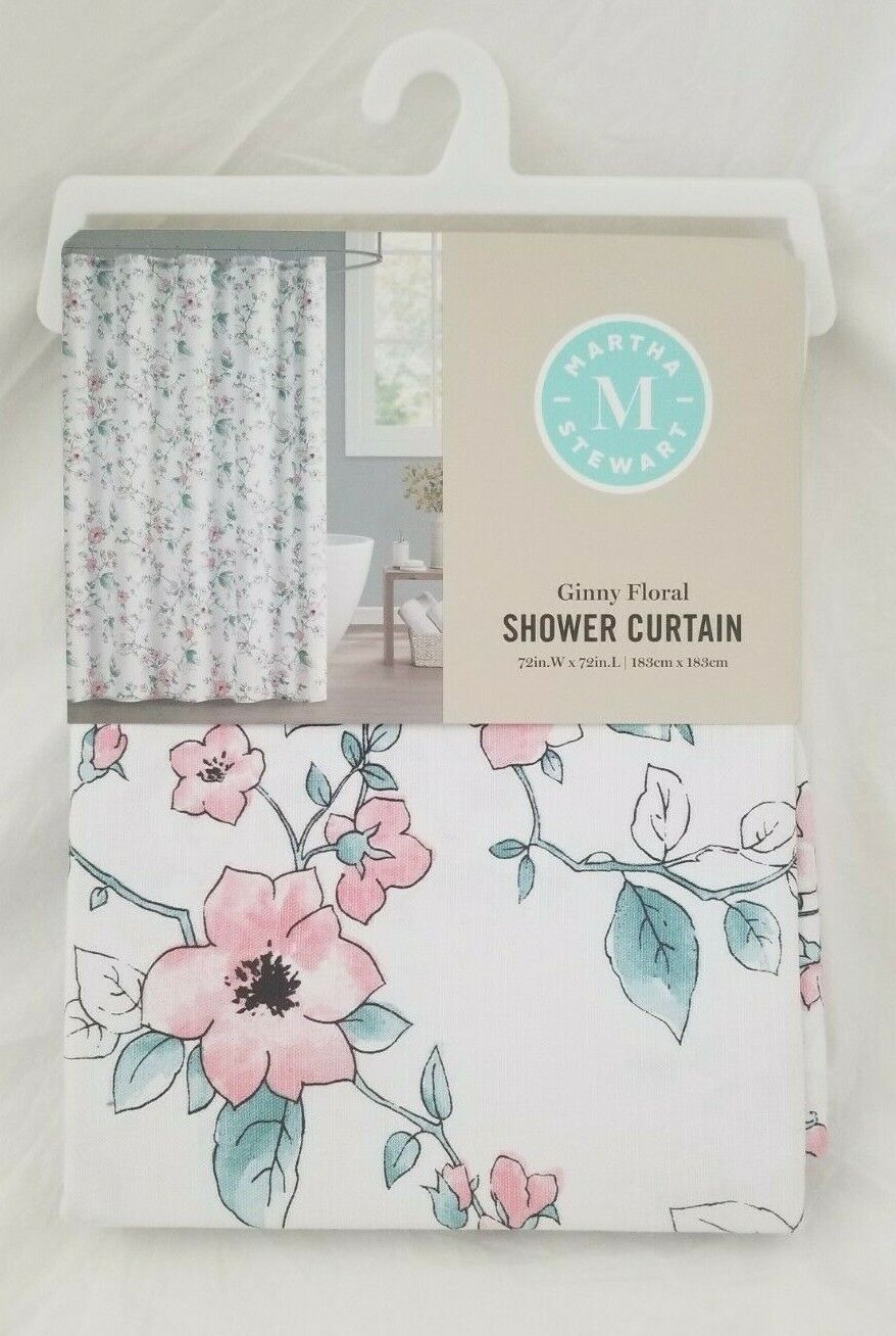 Elegant Martha Stewart Ginny Floral Fabric Shower Curtain for Bathroom