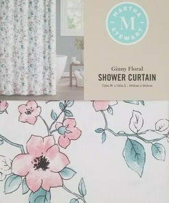 Elegant Martha Stewart Ginny Floral Fabric Shower Curtain for Bathroom