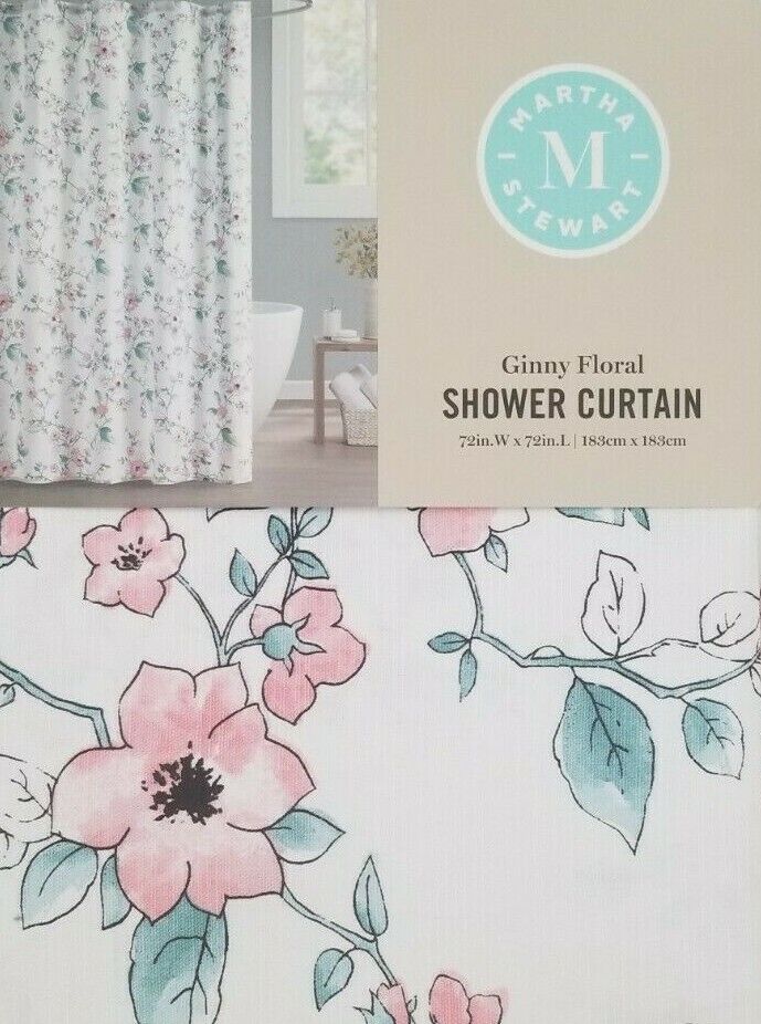Elegant Martha Stewart Ginny Floral Fabric Shower Curtain for Bathroom