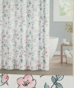Elegant Martha Stewart Ginny Floral Fabric Shower Curtain for Bathroom