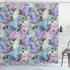 Elegant Mauve Shower Curtain Floral Garden and Leaf Print for Bathroom