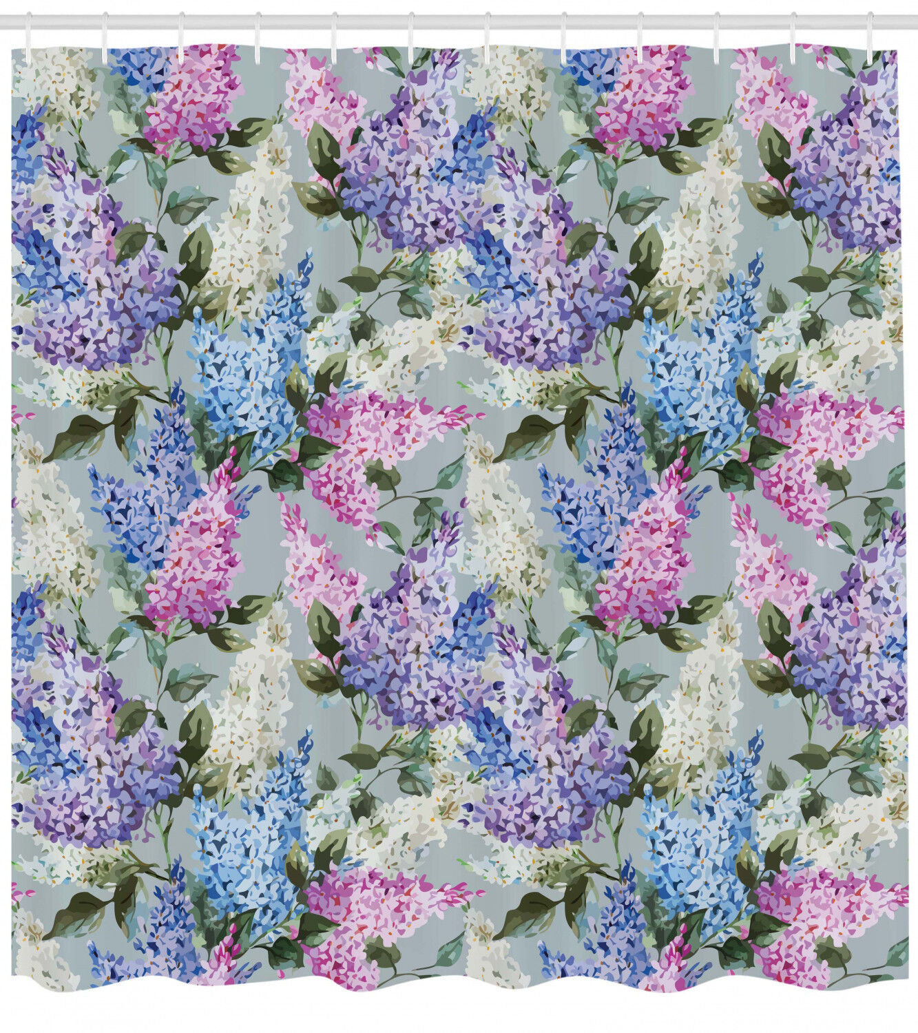 Elegant Mauve Shower Curtain Floral Garden and Leaf Print for Bathroom