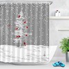 Elegant Merry Christmas Shower Curtain with Cardinals Bird on Snowy Design to Add Nostalgia to Your Bathroom Decor